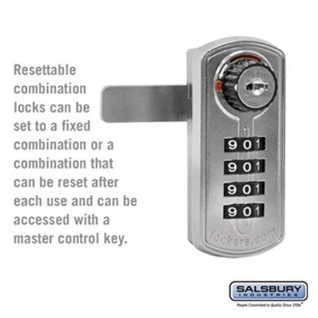 SALSBURY Salsbury 3095SLV Resettable Combination Lock for Designer Wood Storage Cabinet Door; Silver 3095SLV